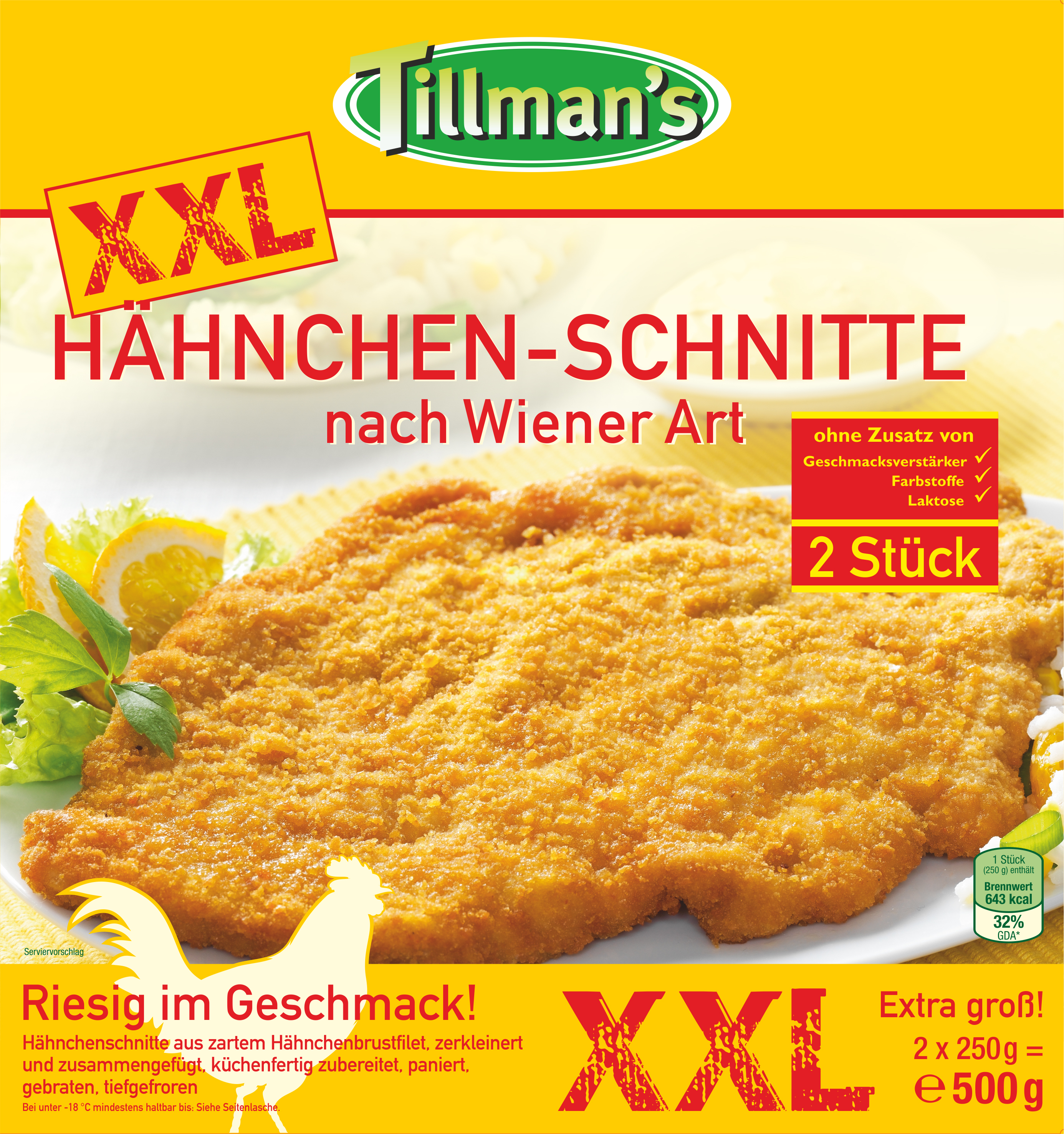 XXL Hähnchen-Schnitte nach Wiener Art - TK (2 x 250 Gramm) Tillman\'s  Convenience GmbH Huhn - verarbeitet Lebensmittel / Getränke / Tabakwaren  Fleisch / Wurst / Geflügel Fleisch und Geflügel - verarbeitet · mynetfair