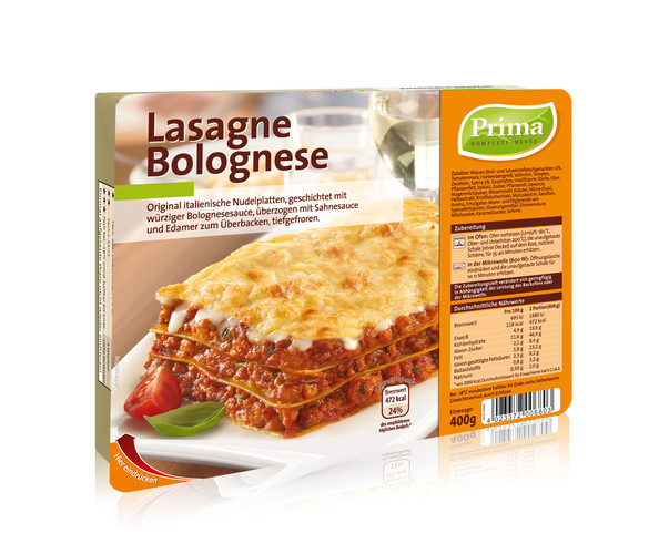 Lasagne Bolognese (400 grams) Prima Menü GmbH Dough Based Products Food /  Beverage / Tobacco Prepared / Preserved Foods · mynetfair