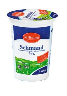 Milbona (Lidl) · Schmand aus Sauerrahm 24% wärmebehandelt (200 Gramm)  Frischli Milchwerke GmbH Sahne / Sahneersatz (Gekühlt haltbar) Lebensmittel  / Getränke / Tabakwaren Milchprodukte / Eier / Ersatzprodukte Sahne /  Sahneersatz · mynetfair